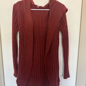 Hooded open cardigan sweater
